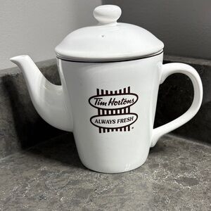 Tim Hortons White Ceramic Teapot